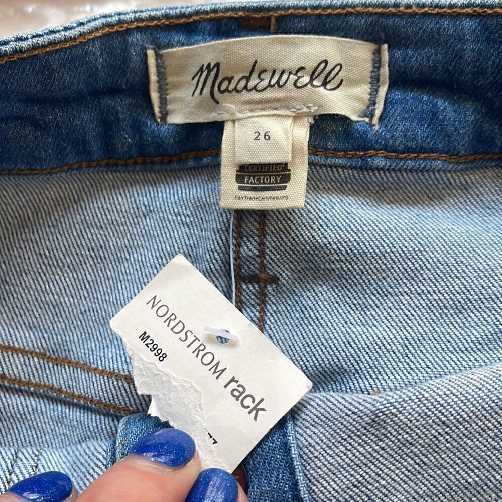 7. Madewell Womens Cotton Blend Denim McCaren Skirt Exposed Button Snap. 26 NWT - Picture 7 of 8